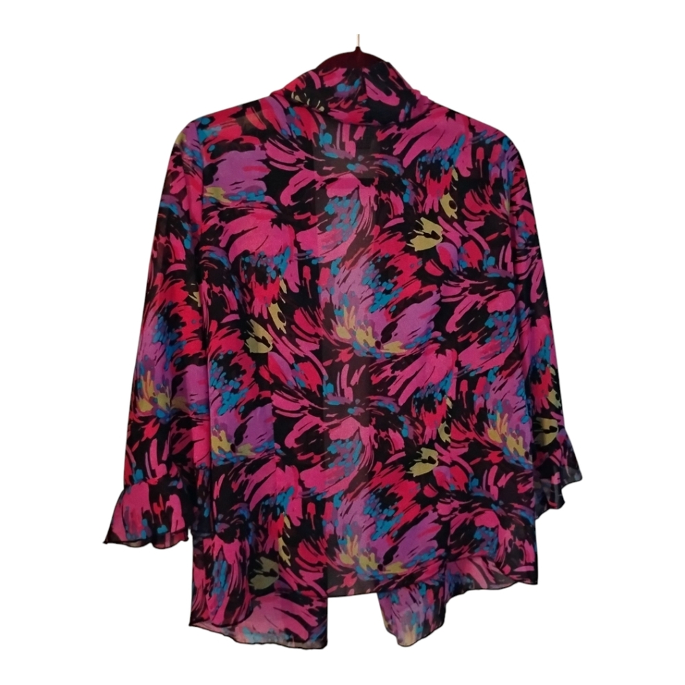 Joanna Cardigan Coverup, Black, Sheer, Women's Size L, Pre-owned - Picture 3 of 7